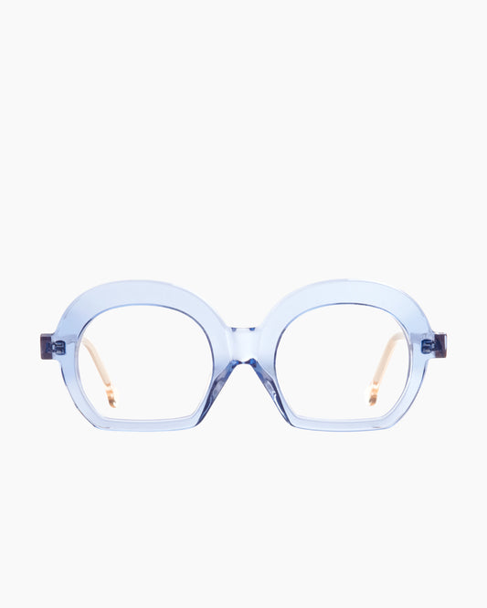 blue plastic oval eyeglasses by Marie-Sophie Dion model Diroma, front view, lunettes de vue ovale couleur Bleu