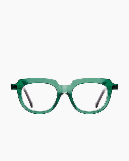 green plastic oval eyeglasses by Marie-Sophie Dion model Kova, front view, lunettes de vue ovale couleur vert