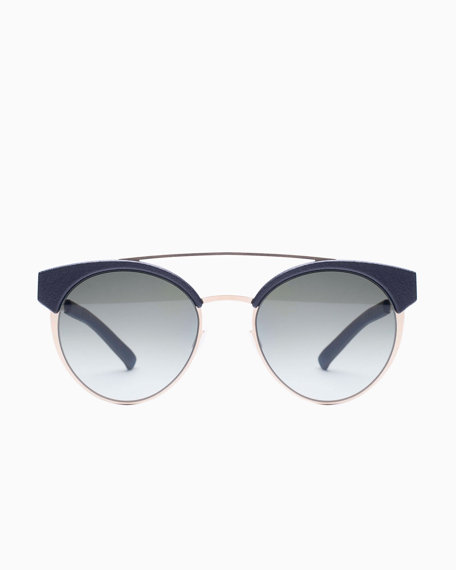 gold metal round  sunglassesby Ic Berlin model skyline, front view, lunettes de vue or rond