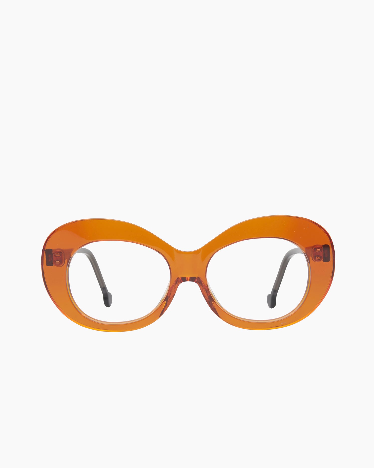 orange plastic oval eyeglasses by Marie-Sophie Dion model Morin, front view, lunettes de vue Orange ovale