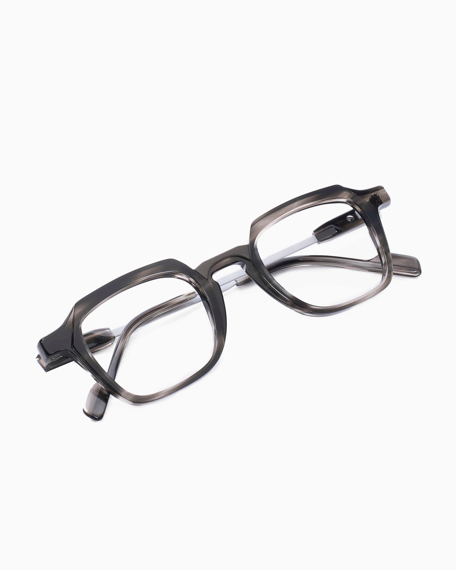 grey plastic rectangle eyeglasses by Anne et Valentin model Henri, front view, lunettes de vue rectangle couleur Gris