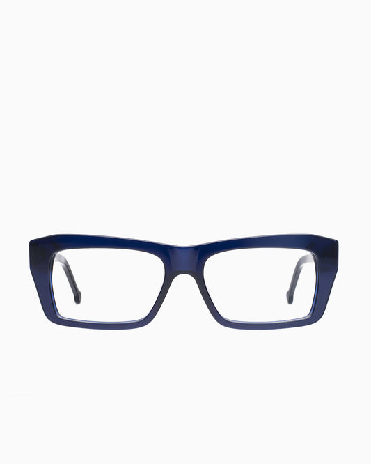 blue plastic rectangle eyeglasses by Marie-Sophie Dion model Zakaib, front view, lunettes de vue rectangle couleur Bleu