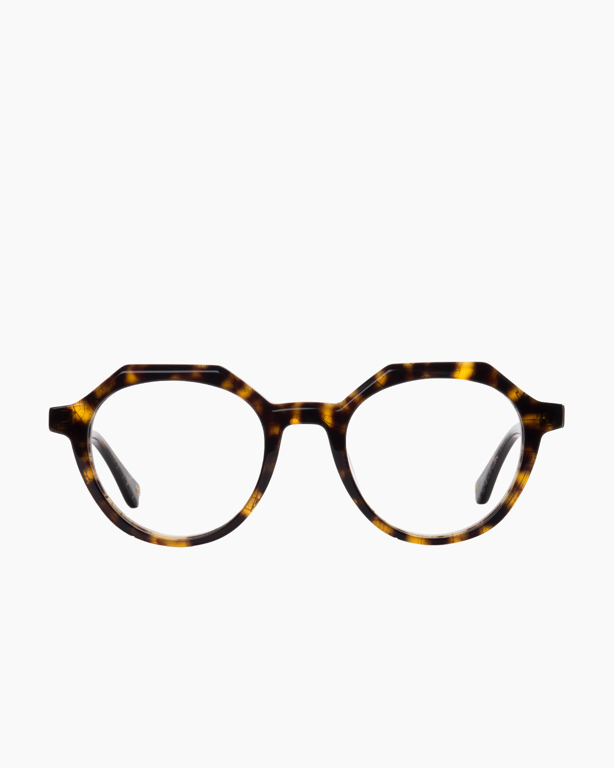 tortoise plastic round eyeglasses by Spectacleeyeworks model Anita, front view, lunettes de vue écaille de tortue rond