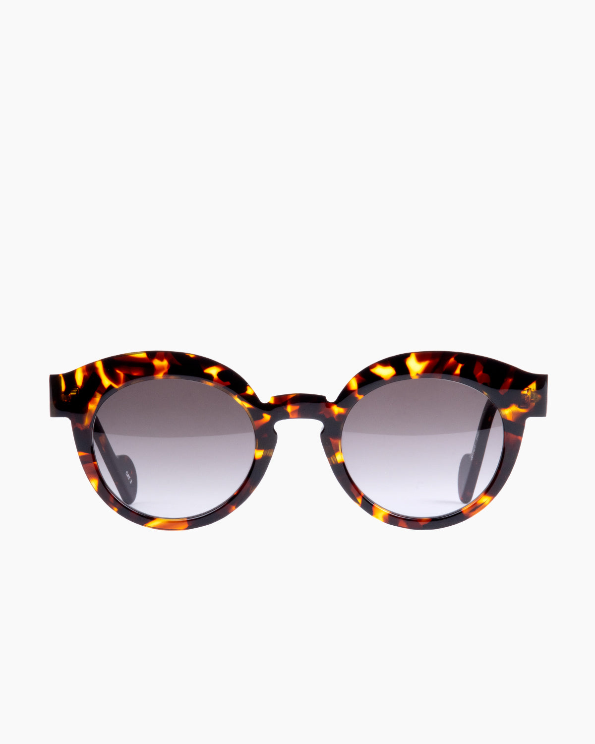 tortoise plastic round  sunglassesby Anne et Valentin model Sciamma, front view, lunettes de vue rond couleur Écaille de tortue