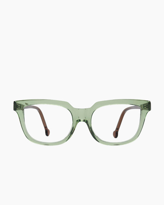 green plastic butterfly eyeglasses by Marie-Sophie Dion model Lachapelle, front view, lunettes de vue papillon couleur Vert
