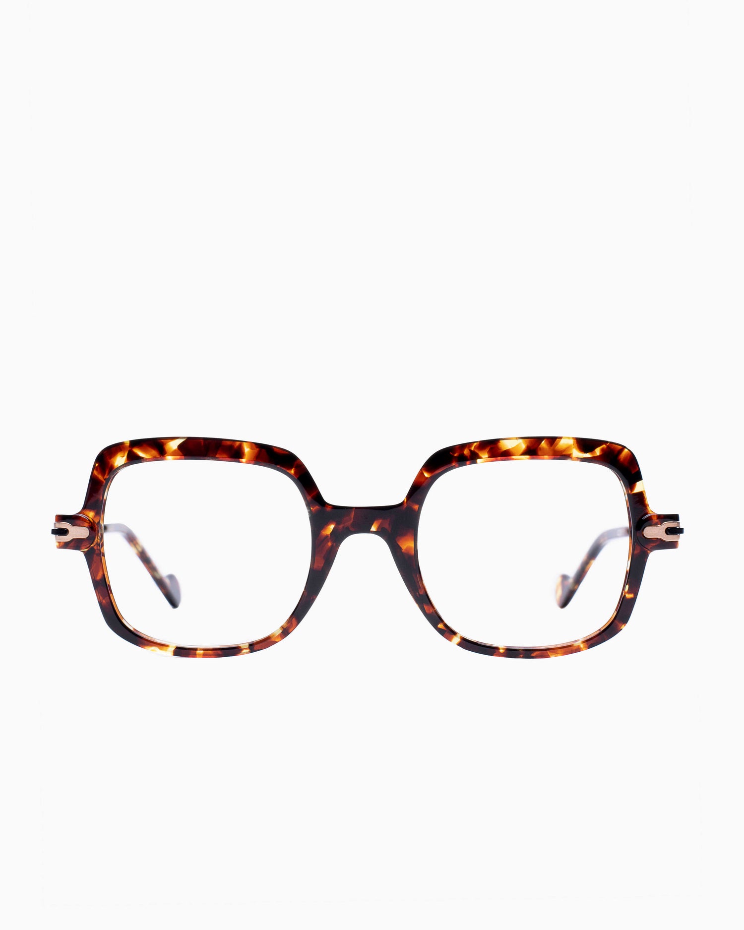 tortoise plastic rectangle eyeglasses by Anne et Valentin model TimesSquare, front view, lunettes de vue Écaille de tortue rectangle