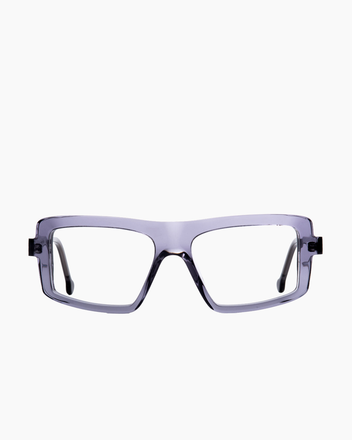 grey plastic rectangle eyeglasses by Marie-Sophie Dion model , front view, lunettes de vue gris rectangle
