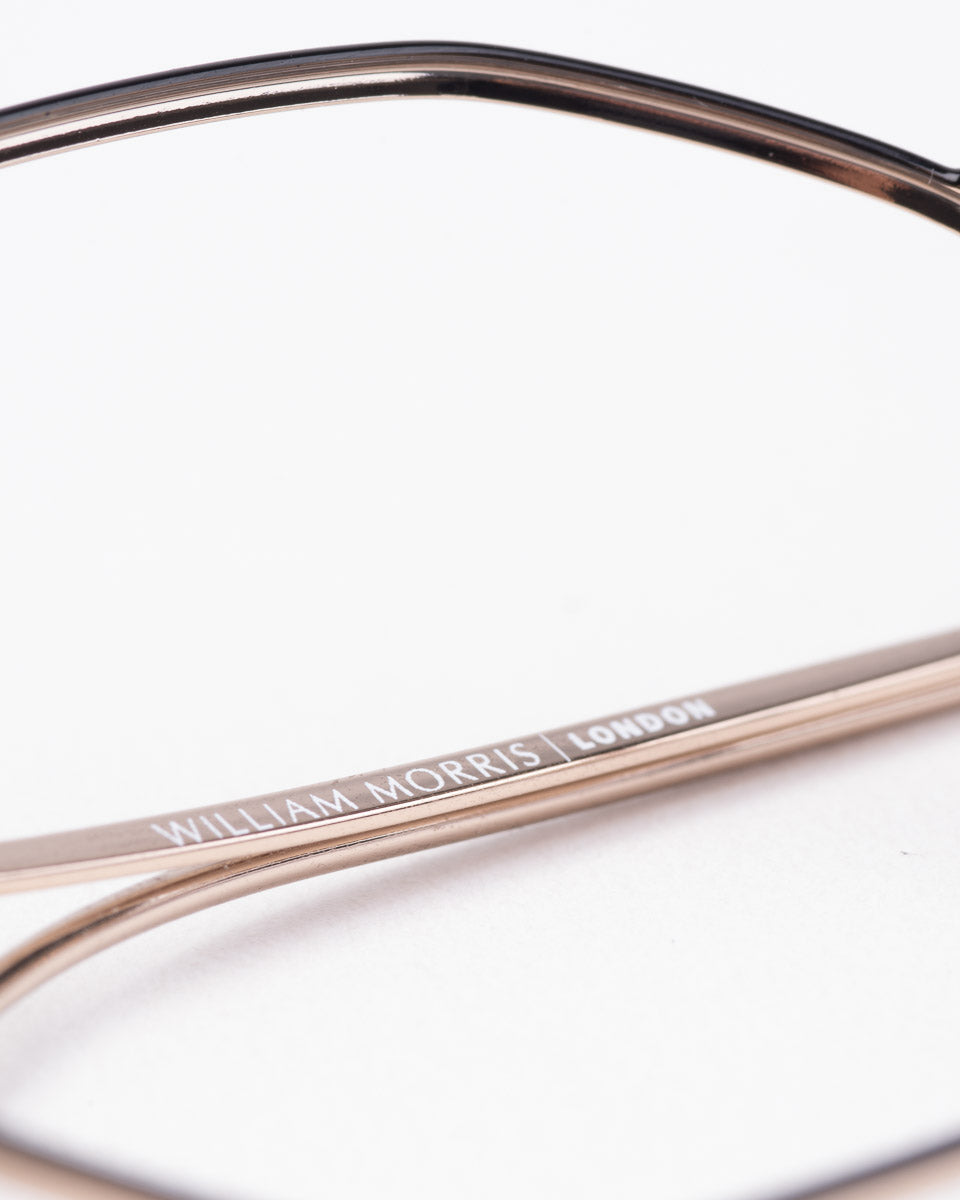 gold metal hexagon eyeglasses by William Morris model 50087, front view, lunettes de vue or 