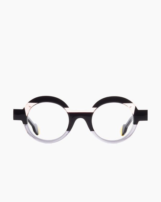 grey plastic round eyeglasses by Anne et Valentin model Hoho, front view, lunettes de vue rond couleur gris