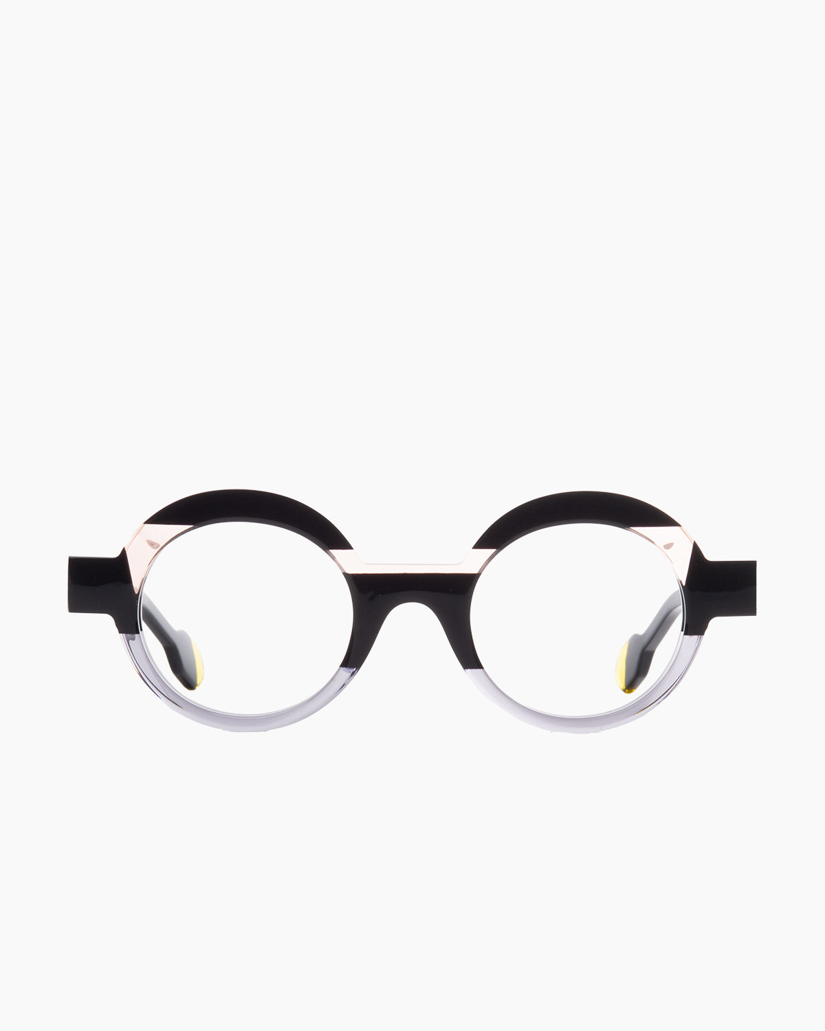 grey plastic round eyeglasses by Anne et Valentin model Hoho, front view, lunettes de vue rond couleur gris