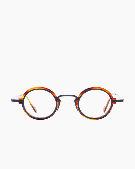 tortoise metal round eyeglasses by Anne et Valentin model M1, front view, lunettes de vue rond couleur écaille de tortue