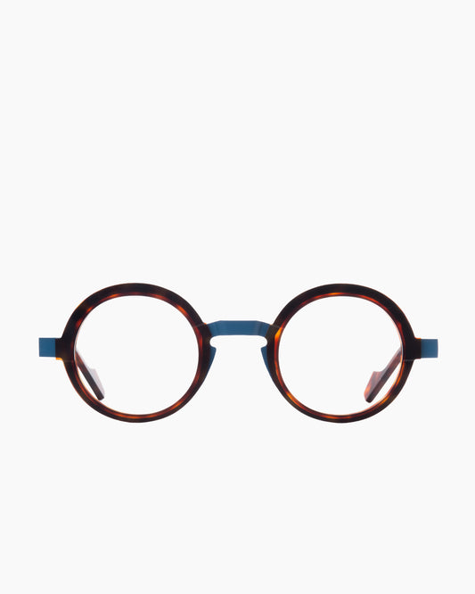 tortoise metal round eyeglasses by Anne et Valentin model OTIS, front view, lunettes de vue rond couleur écaille de tortue