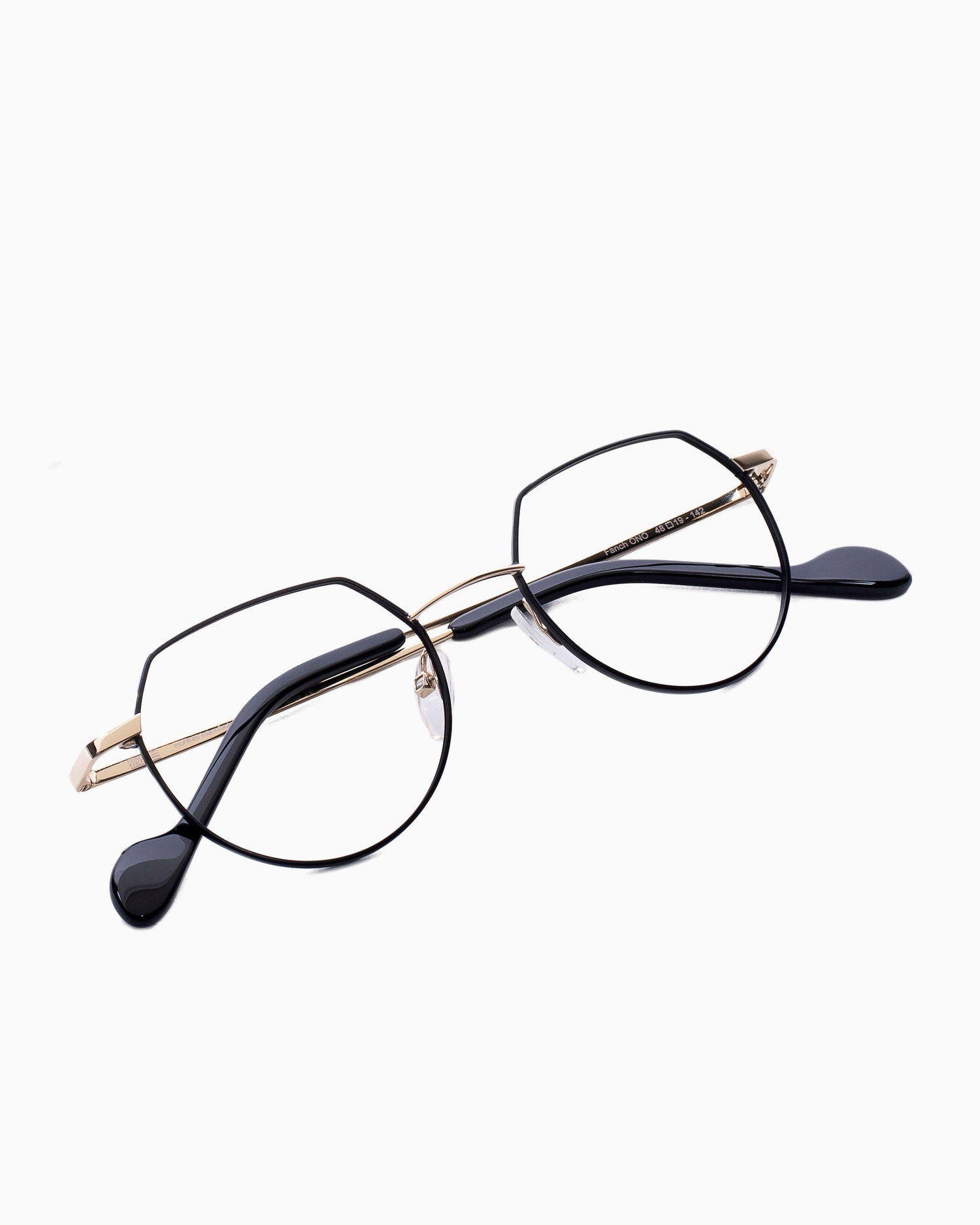 black metal round eyeglasses by Nao Ned model Fanch, front view, lunettes de vue Noir rond