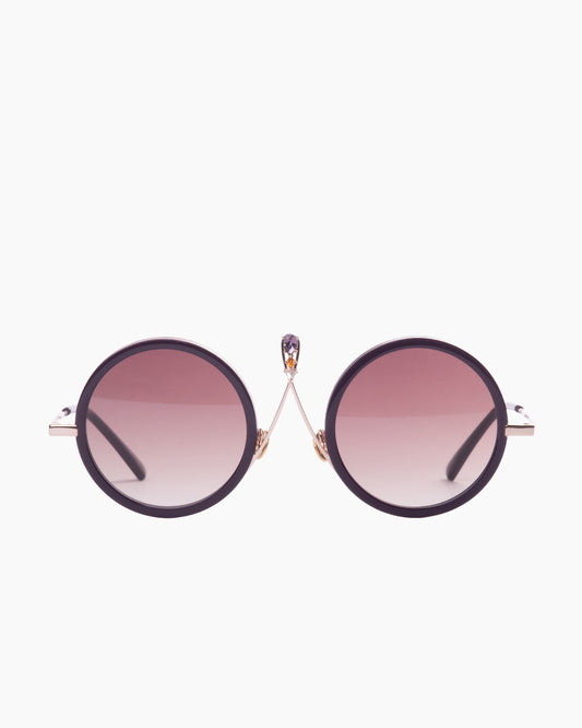 purple metal round  sunglassesby Gamine model TULUMS, front view, lunettes de vue rond couleur violet