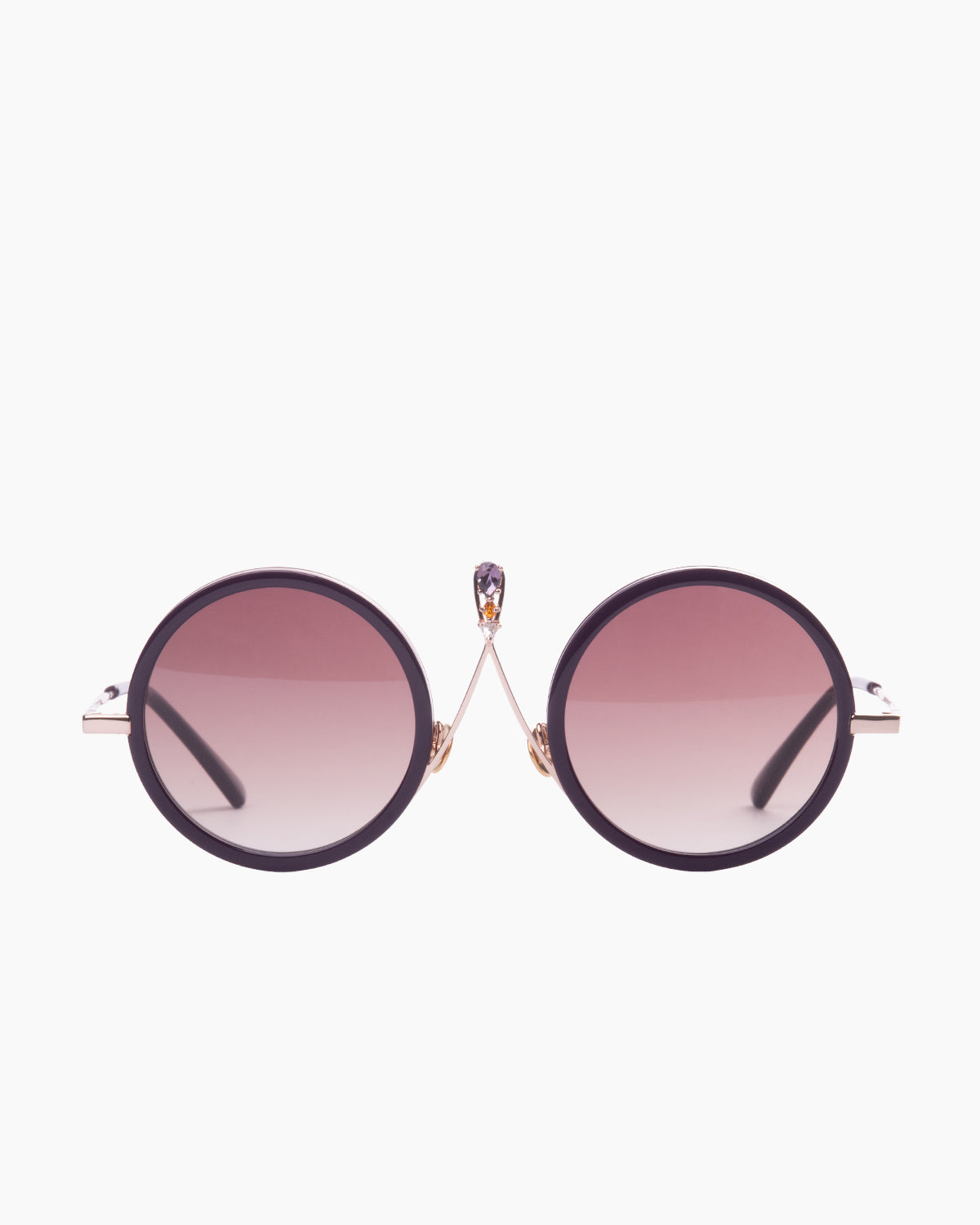 purple metal round  sunglassesby Gamine model TULUMS, front view, lunettes de vue rond couleur violet
