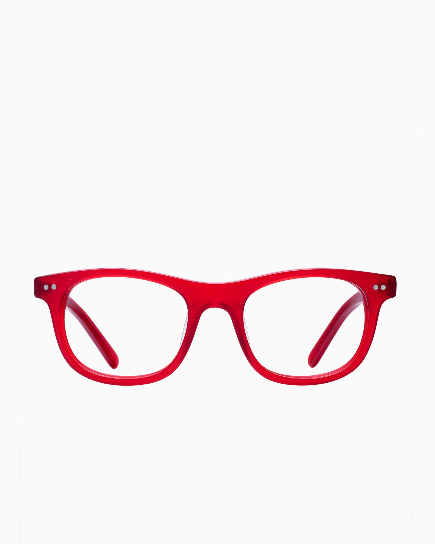 red plastic rectangle eyeglasses by BBig model 219, front view, lunettes de vue Rouge rectangle