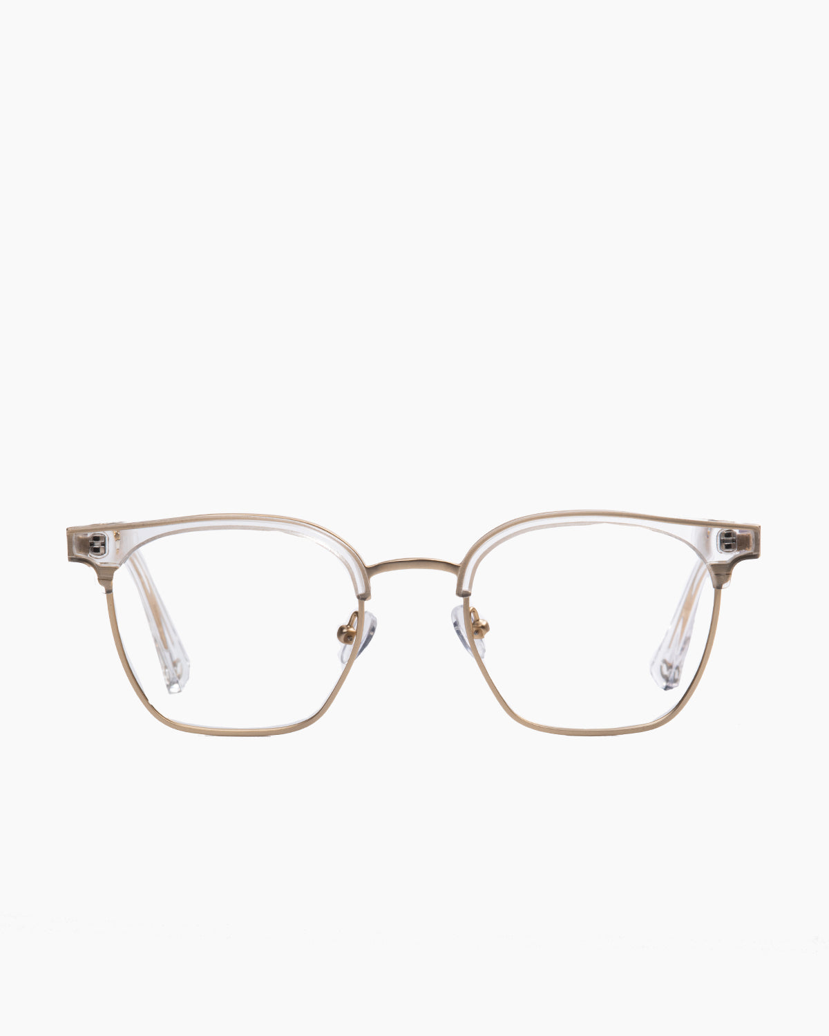 crystal metal rectangle eyeglasses by Evolve model , front view, lunettes de vue cristal rectangle