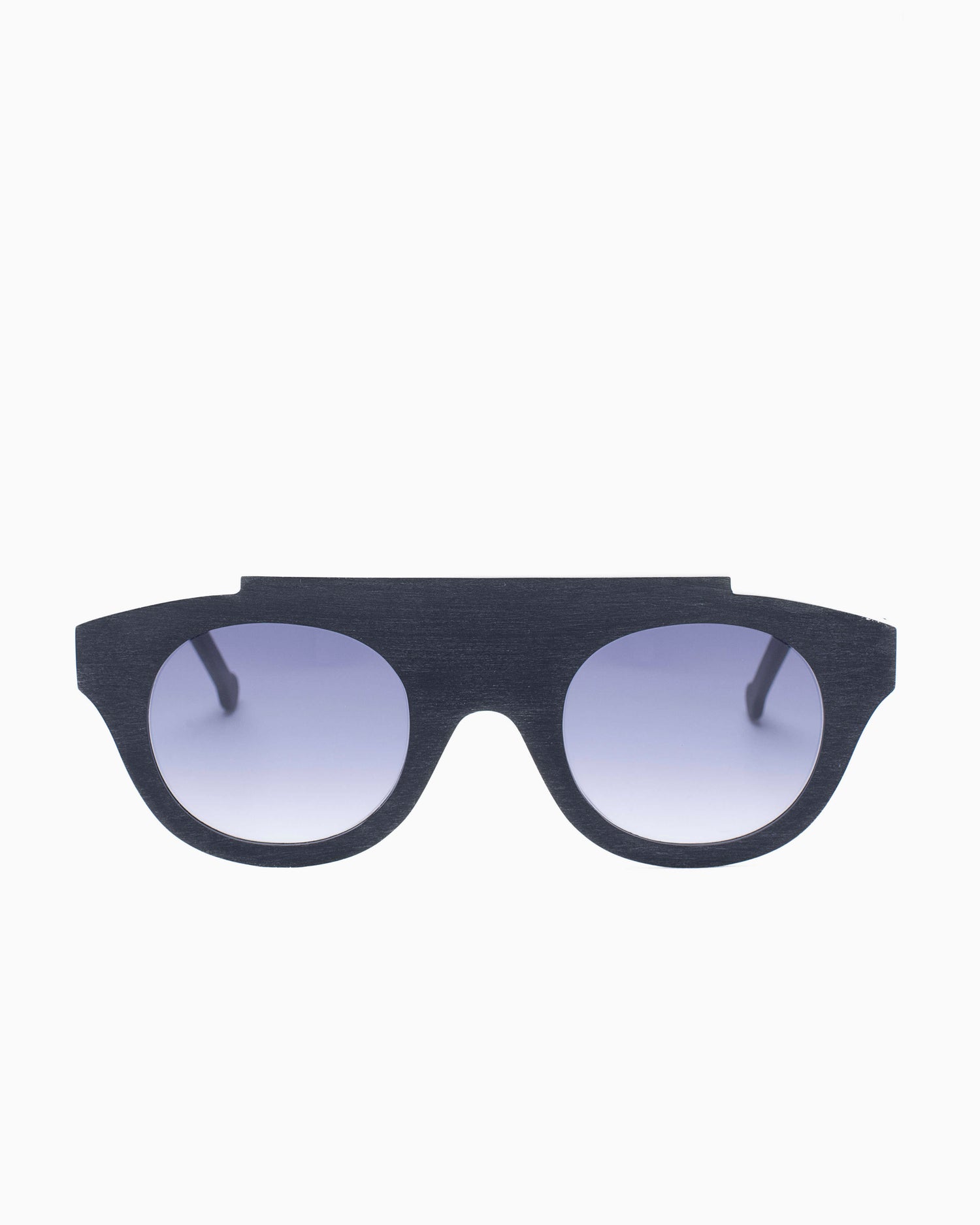 black plastic aviator  sunglassesby Marie-Sophie Dion model Pitt.S, front view, lunettes de vue aviateur couleur Noir