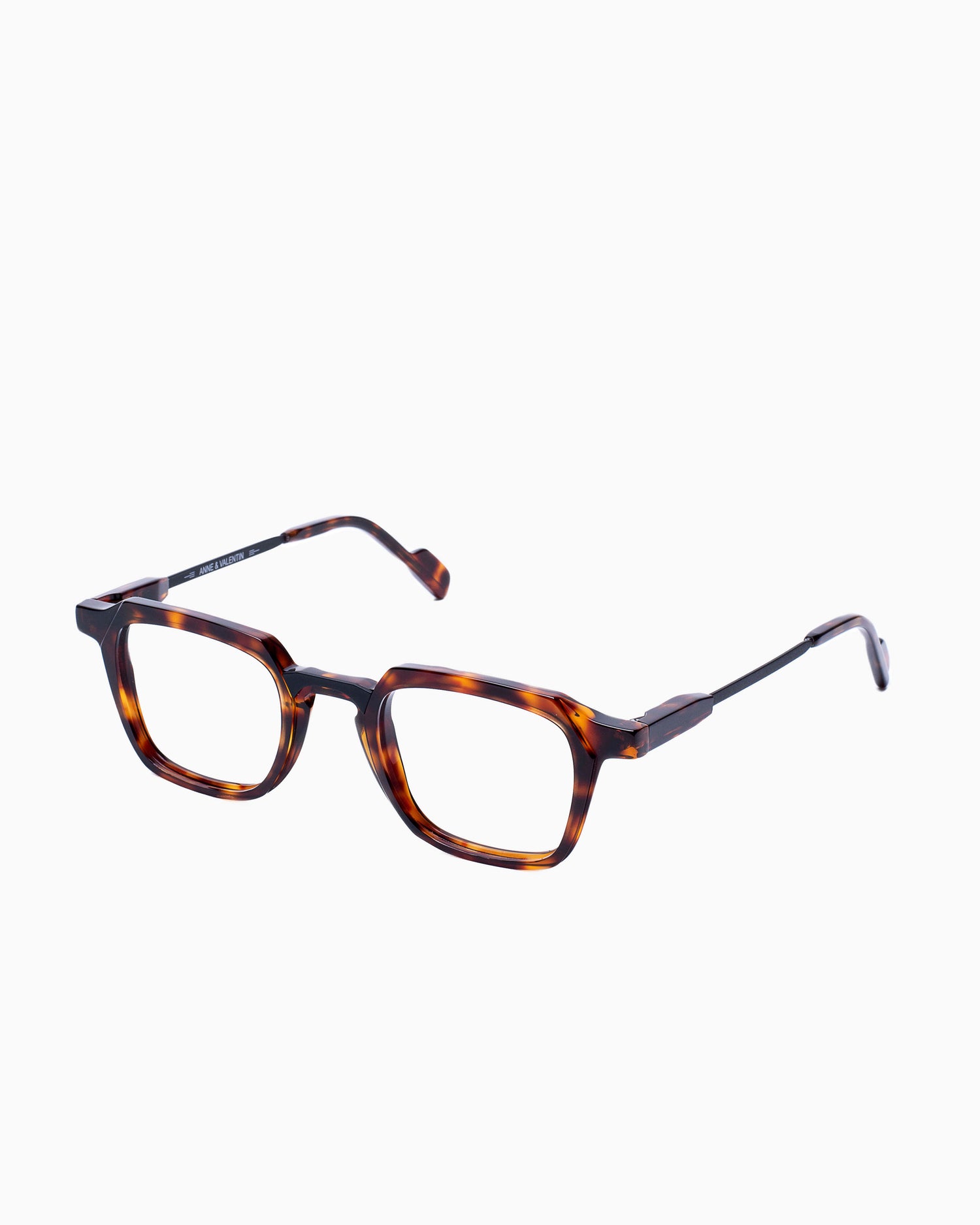 tortoise plastic rectangle eyeglasses by Anne et Valentin model Henri, front view, lunettes de vue rectangle couleur Écaille de tortue