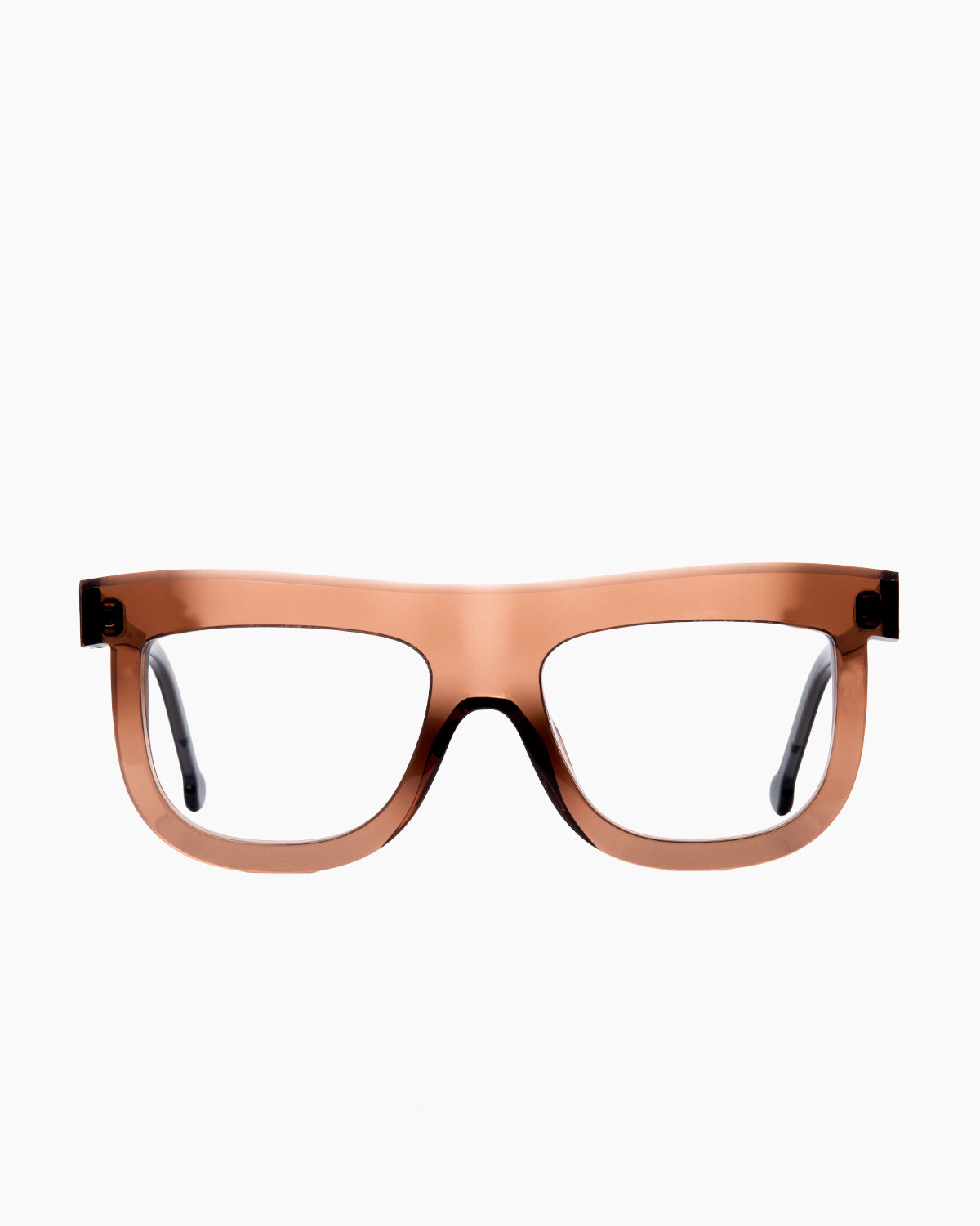brown plastic aviator eyeglasses by Marie-Sophie Dion model Bessette, front view, lunettes de vue aviateur couleur brun