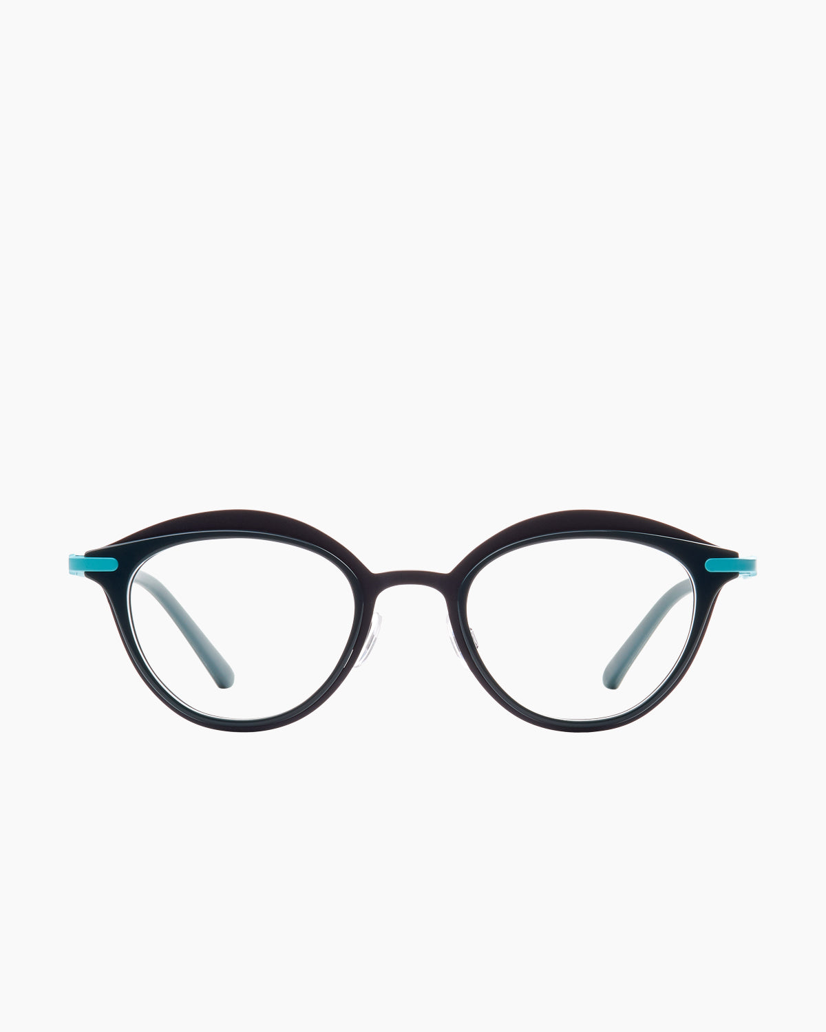 black metal cat eyeglasses by Bevel model Dreezy, front view, lunettes de vue chat couleur noir