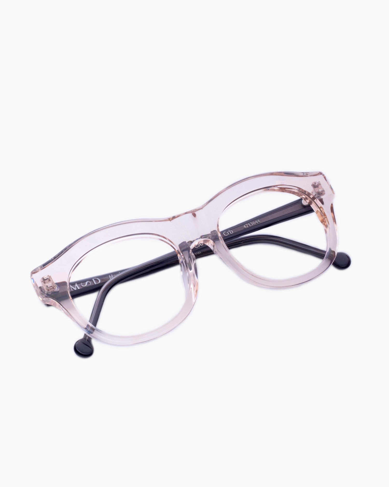 pink, beige plastic oval eyeglasses by Marie-Sophie Dion model Carette, front view, lunettes de vue rose, beige ovale