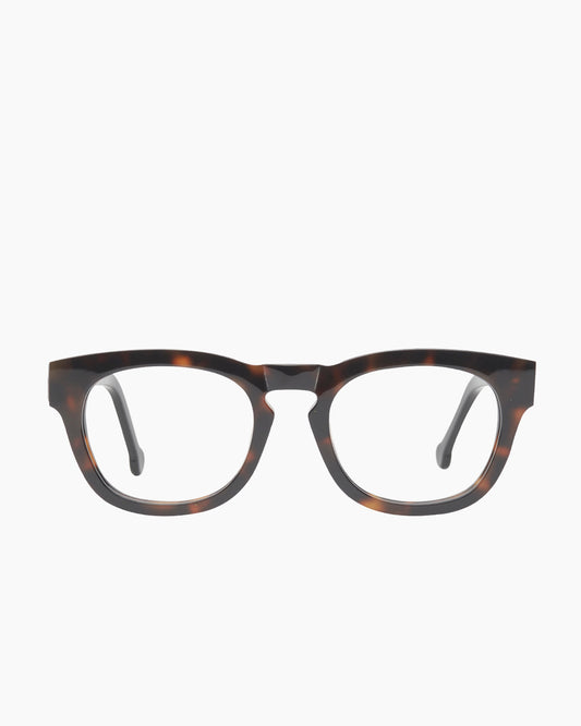 tortoise plastic rectangle eyeglasses by Marie-Sophie Dion model Lavigne, front view, lunettes de vue rectangle couleur Écaille de tortue
