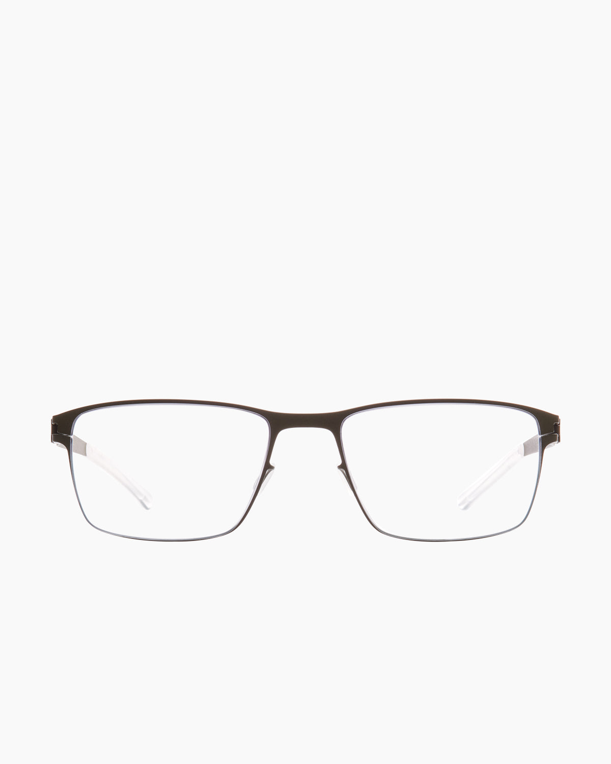 green metal rectangle eyeglasses by Mykita model Marlowe, front view, lunettes de vue rectangle couleur vert
