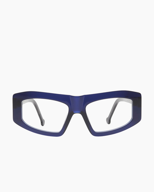 blue plastic rectangle eyeglasses by Marie-Sophie Dion model Marquis, front view, lunettes de vue rectangle couleur Bleu