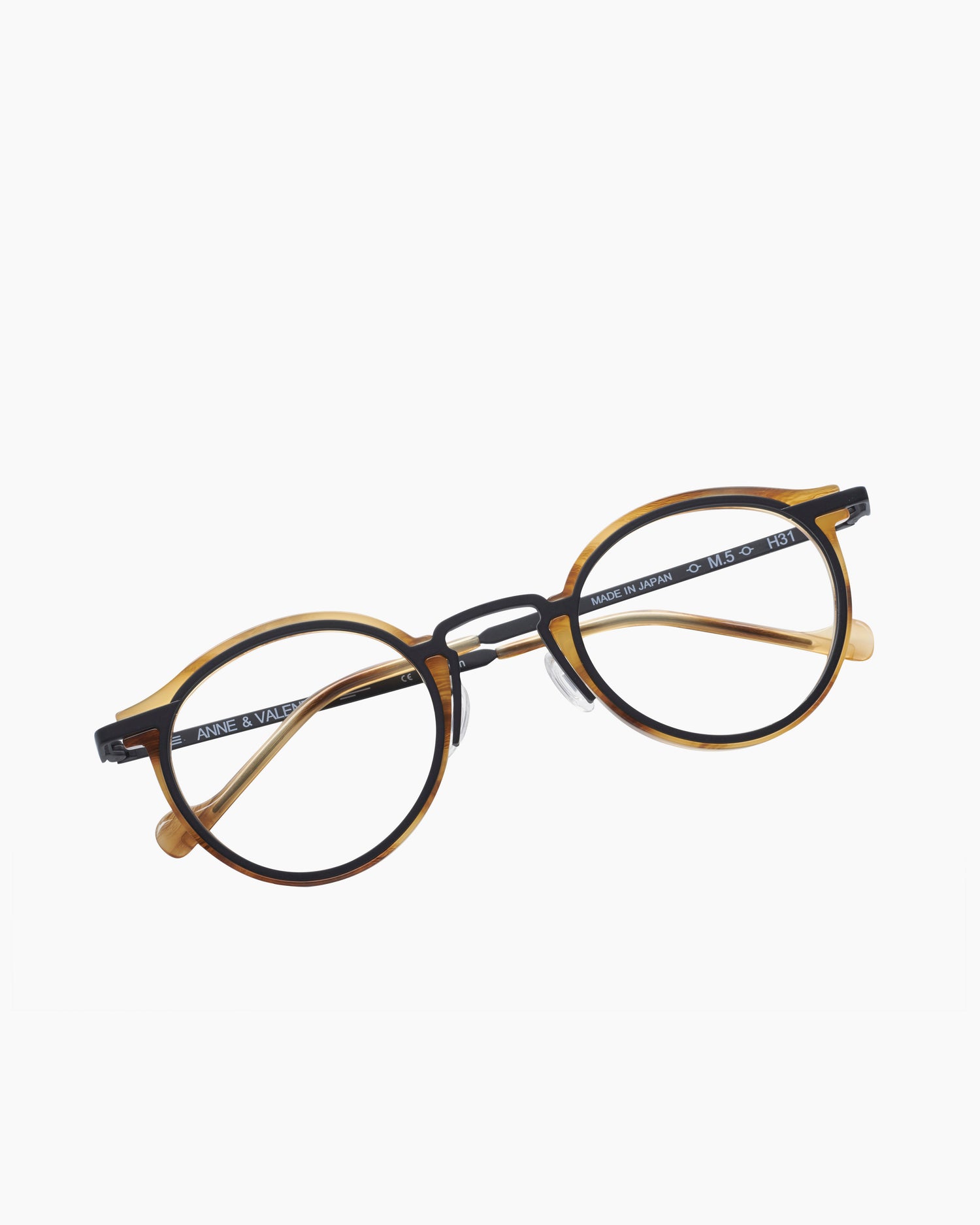 brown plastic round eyeglasses by Anne et Valentin model m5, front view, lunettes de vue rond couleur Brun