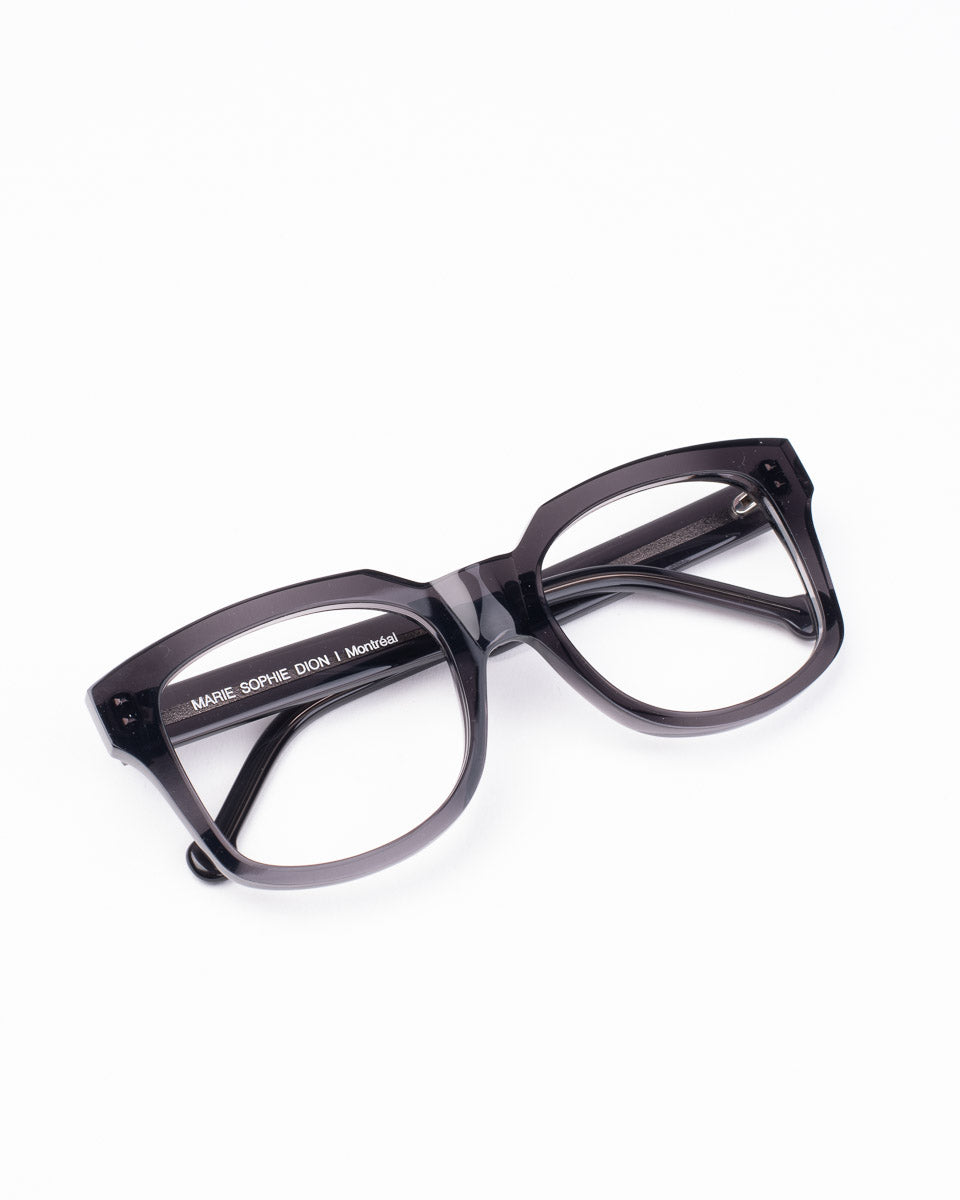 grey plastic rectangle eyeglasses by Marie-Sophie Dion model Jacques4.0, front view, lunettes de vue rectangle couleur Gris