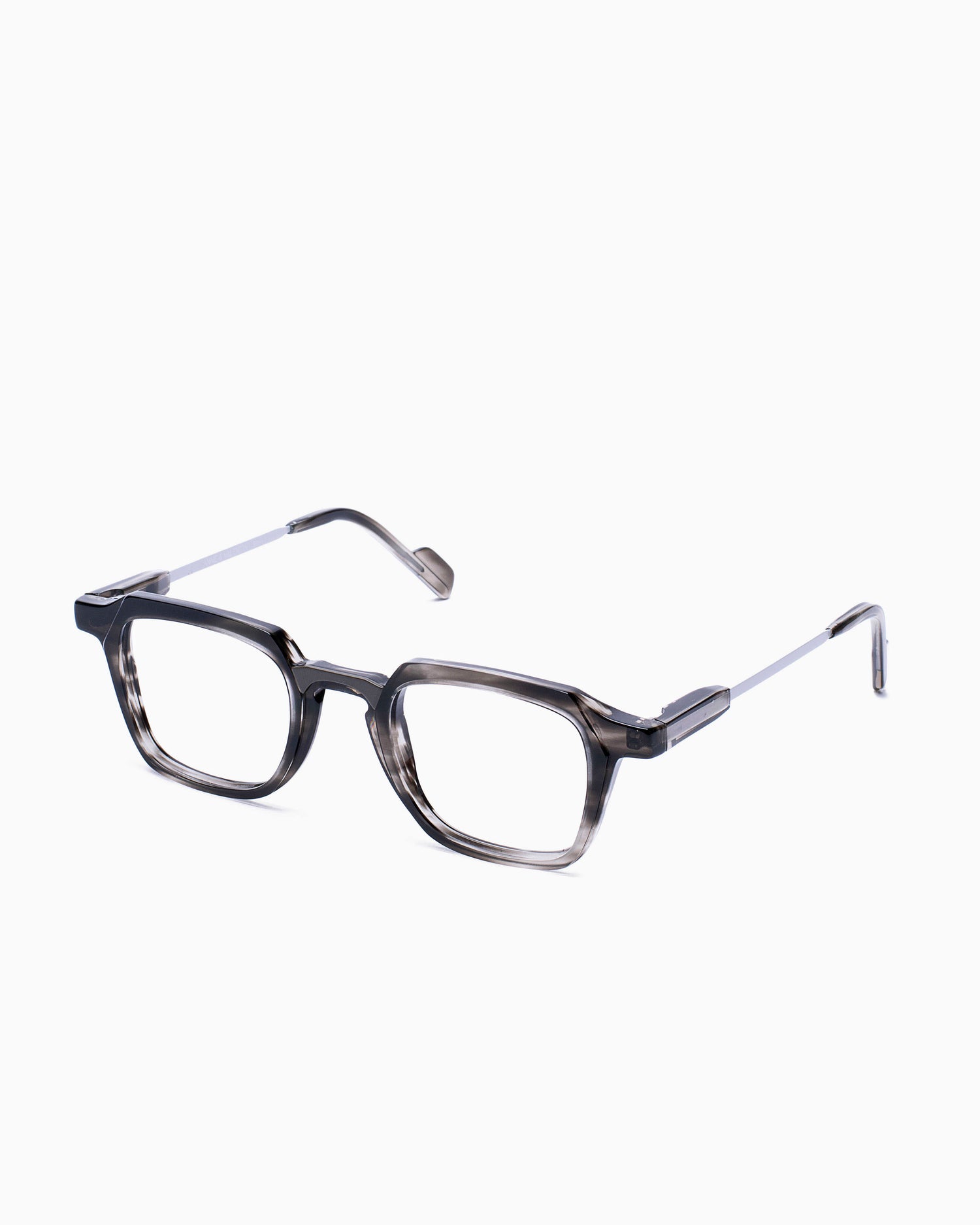 grey plastic rectangle eyeglasses by Anne et Valentin model Henri, front view, lunettes de vue rectangle couleur Gris