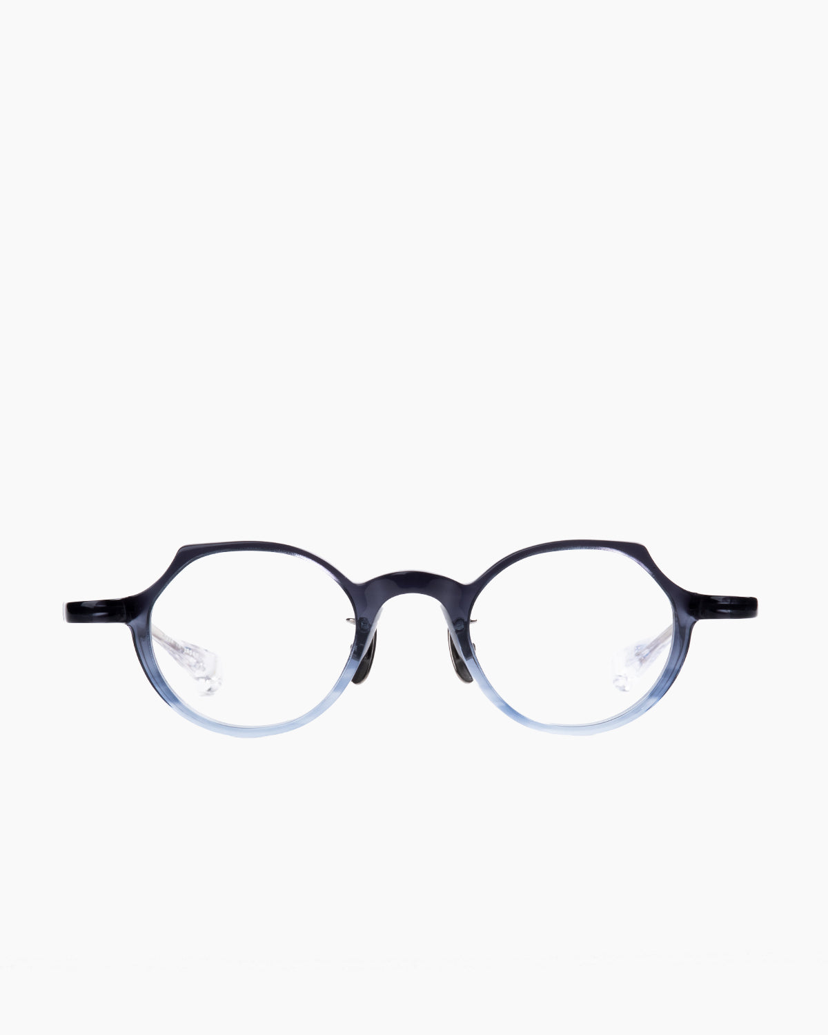 blue plastic round eyeglasses by Factory 900 model Mimi, front view, lunettes de vue bleu rond