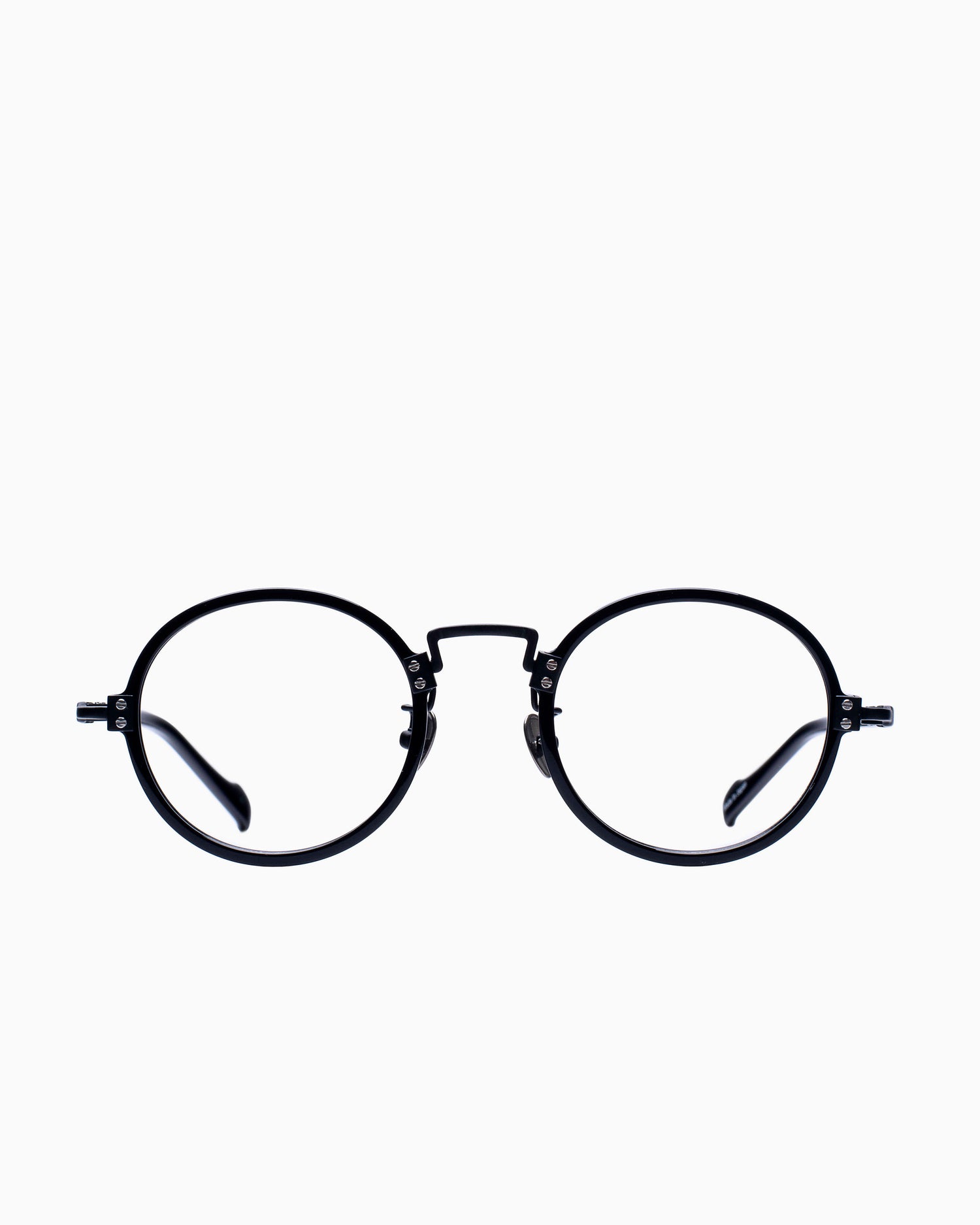 black metal round eyeglasses by Yohji Yamamoto model 19-0037, front view, lunettes de vue Noir rond