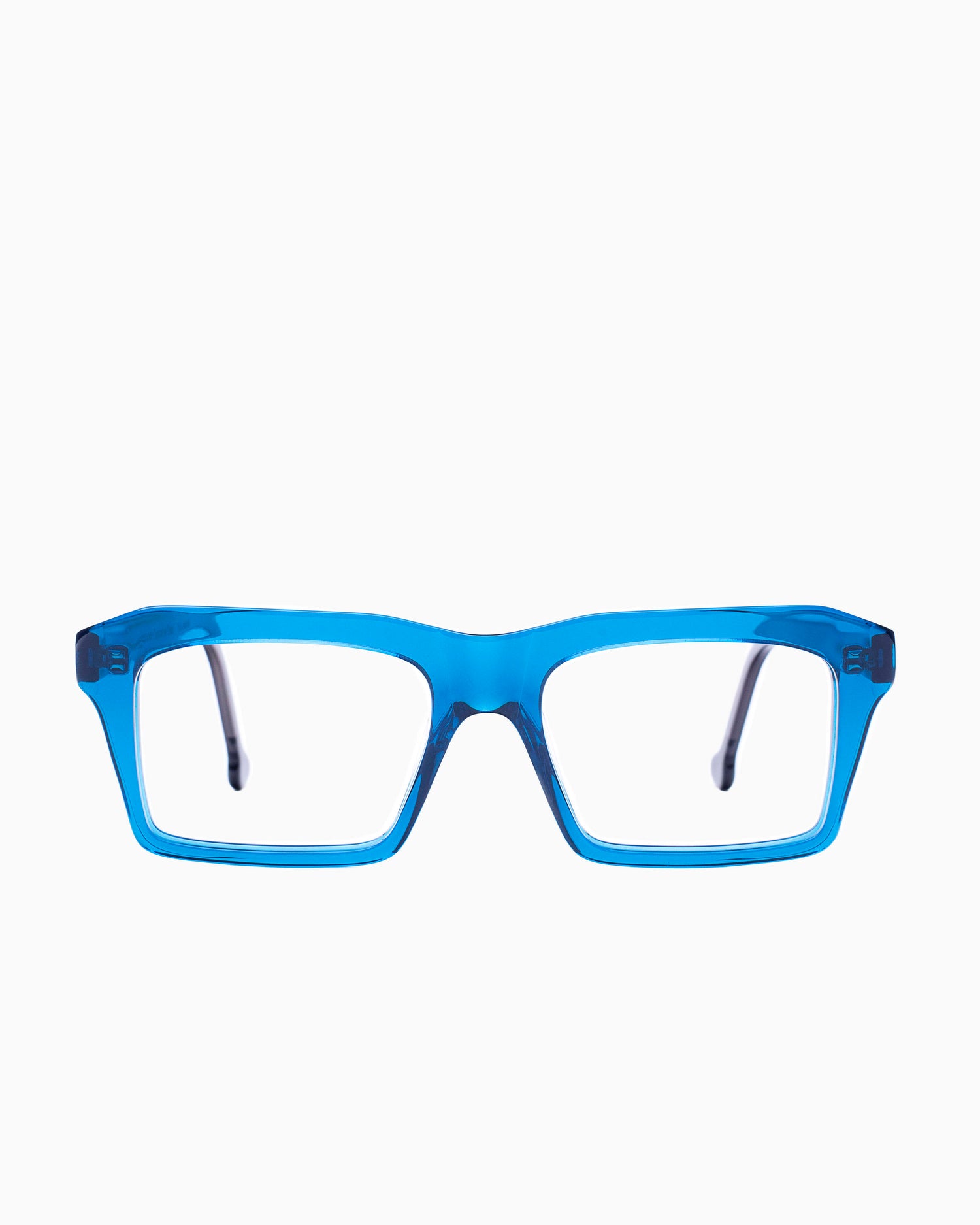 blue plastic rectangle eyeglasses by Marie-Sophie Dion model Kirk, front view, lunettes de vue rectangle couleur Bleu