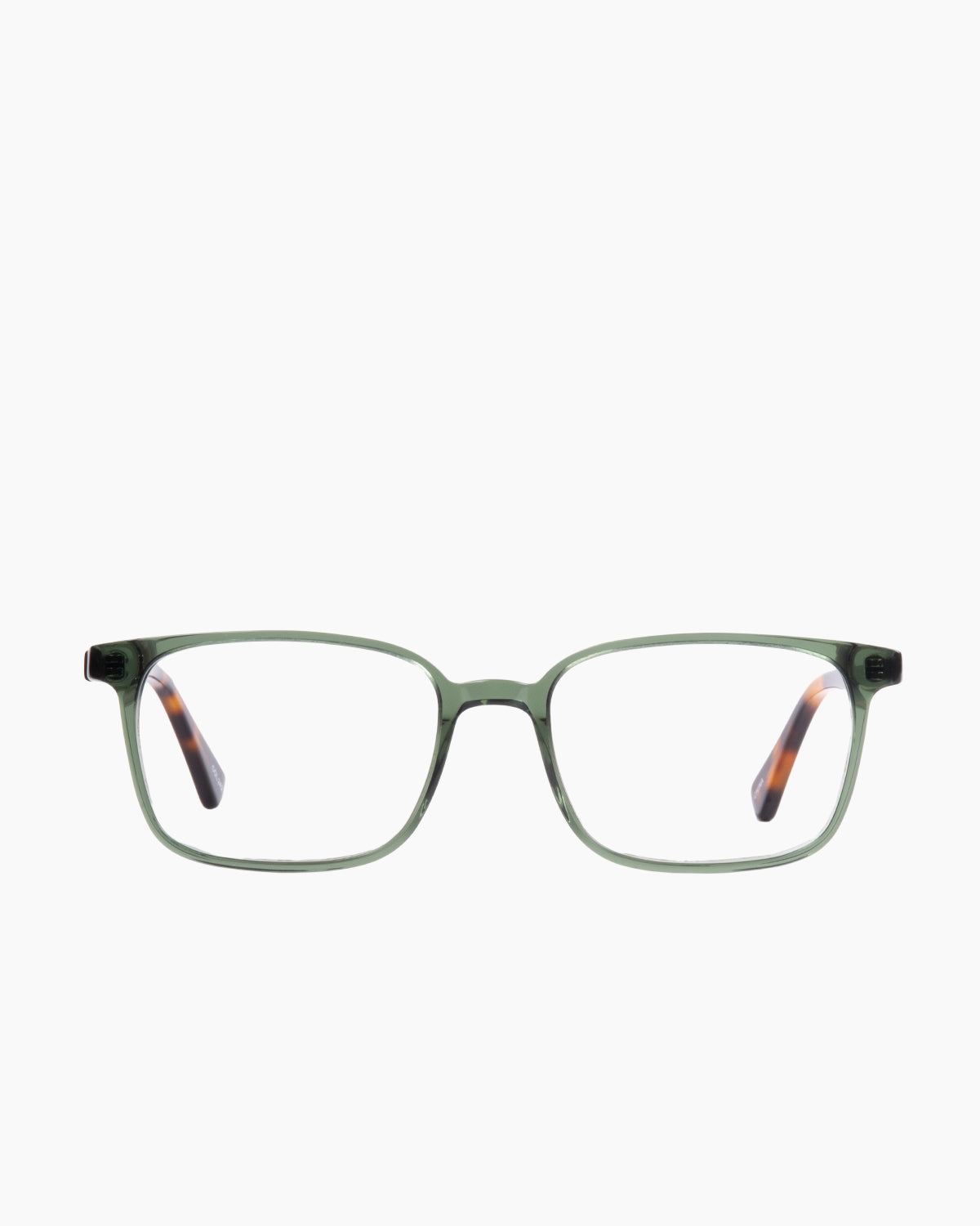green plastic rectangle eyeglasses by Evolve model Benton, front view, lunettes de vue Vert rectangle