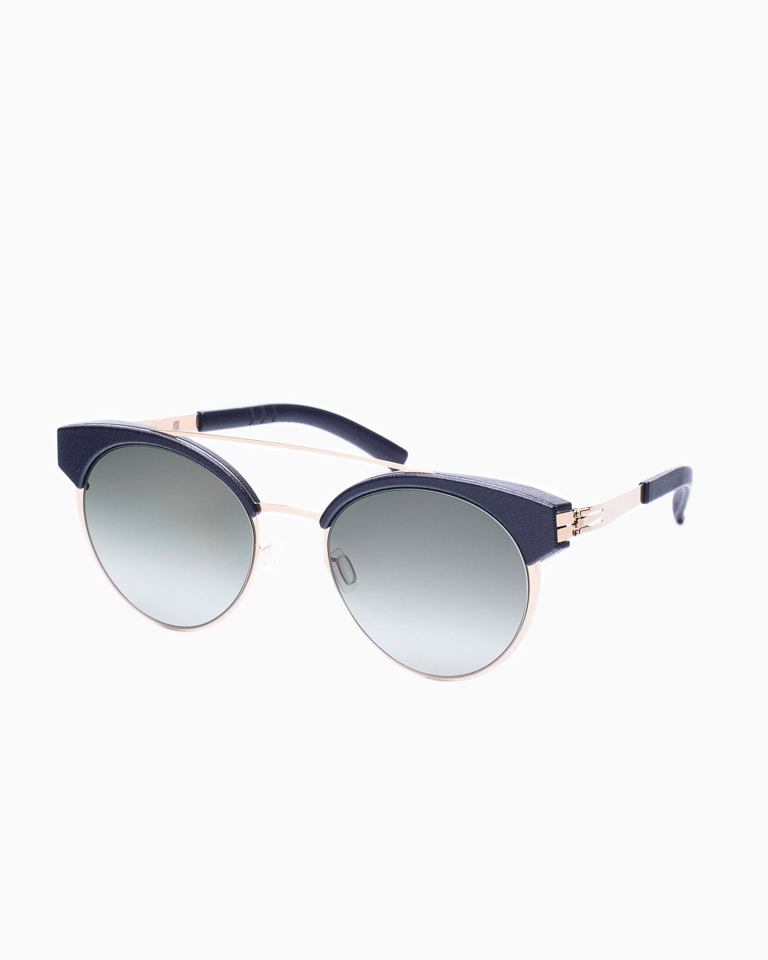 gold metal round  sunglassesby Ic Berlin model skyline, front view, lunettes de vue or rond