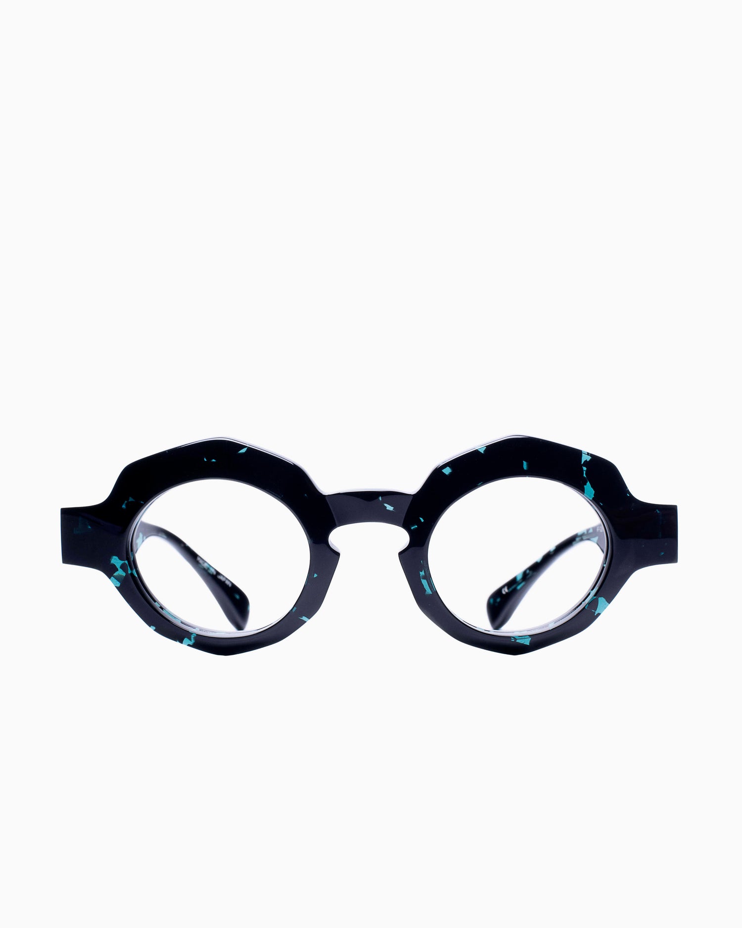 blue plastic oval eyeglasses by Factory 900 model RF026, front view, lunettes de vue ovale couleur bleu