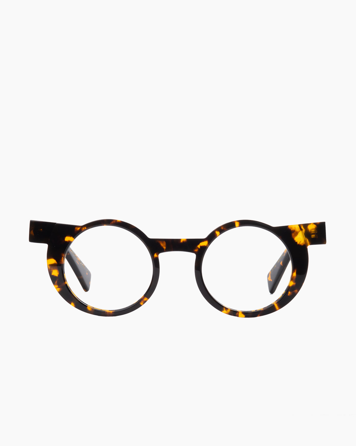 tortoise plastic round eyeglasses by Gamine model Fukushima, front view, lunettes de vue écaille de tortue rond