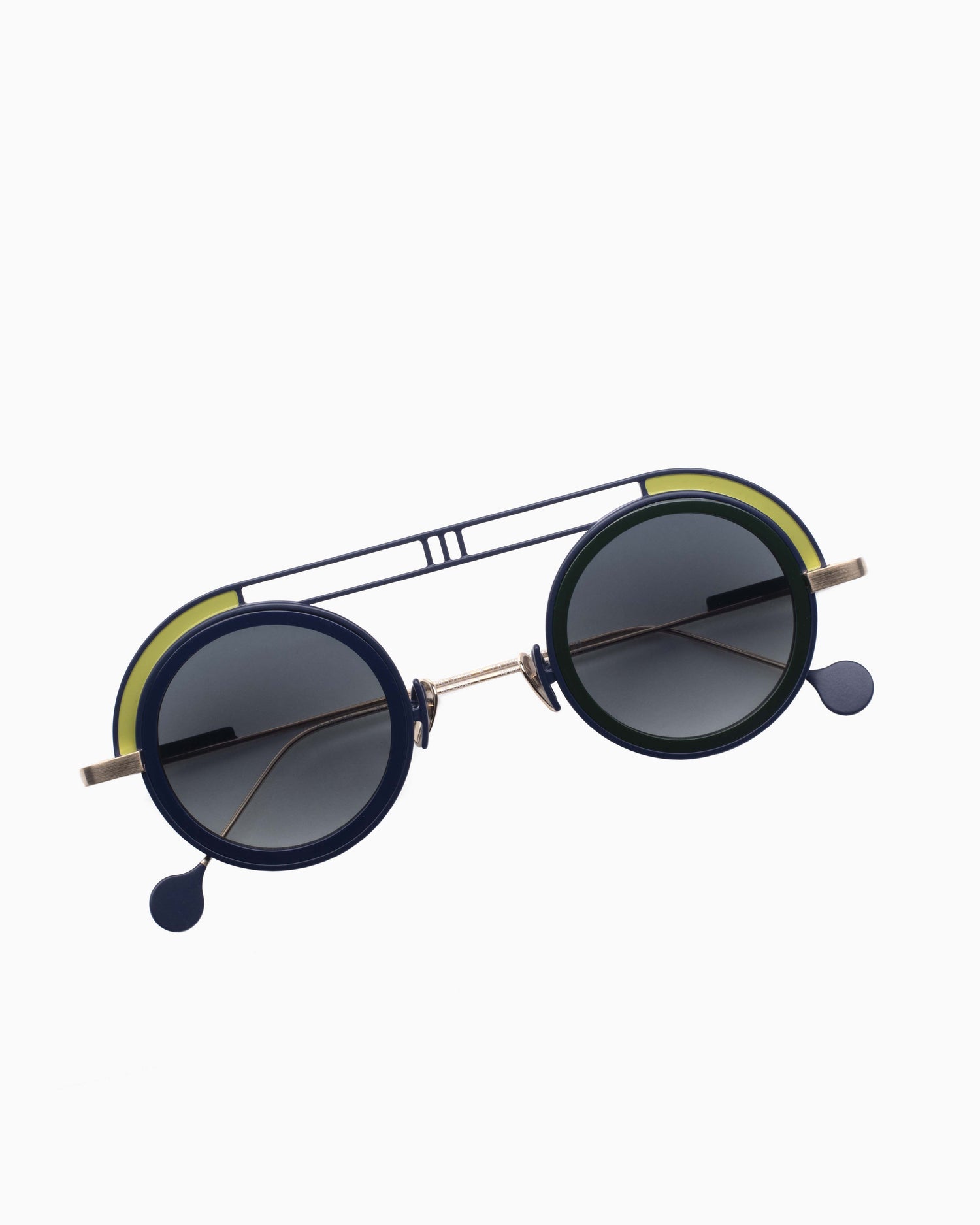 green metal round  sunglassesby Anne et Valentin model JSCJS, front view, lunettes de vue Vert rond