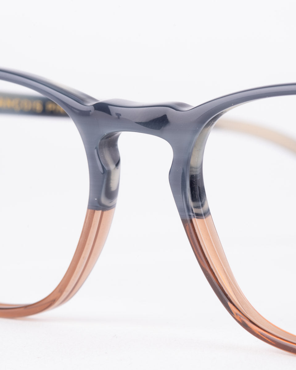 blue plastic rectangle eyeglasses by Francois Pinton model Traveller5, front view, lunettes de vue Bleu rectangle