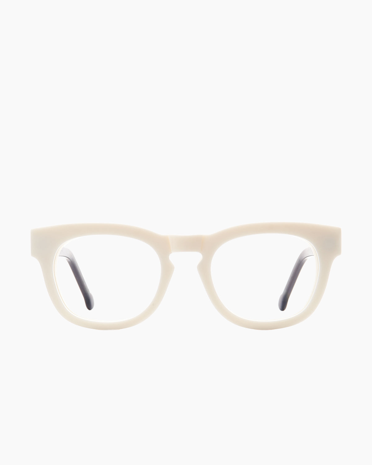 white plastic rectangle eyeglasses by Marie-Sophie Dion model Lavigne, front view, lunettes de vue rectangle couleur blanc