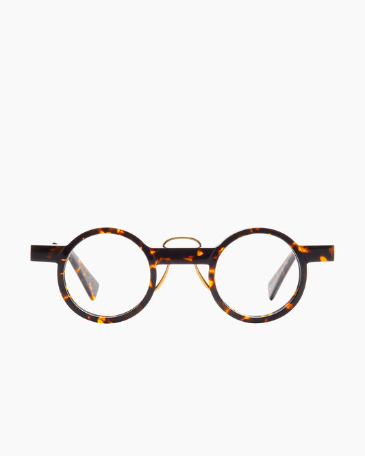 tortoise plastic round eyeglasses by Gamine model Fushimi, front view, lunettes de vue rond couleur écaille de tortue