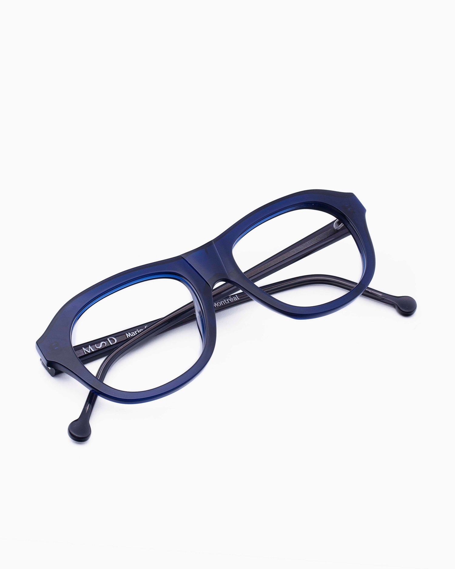 blue plastic aviator eyeglasses by Marie-Sophie Dion model Alain, front view, lunettes de vue Bleu aviateur
