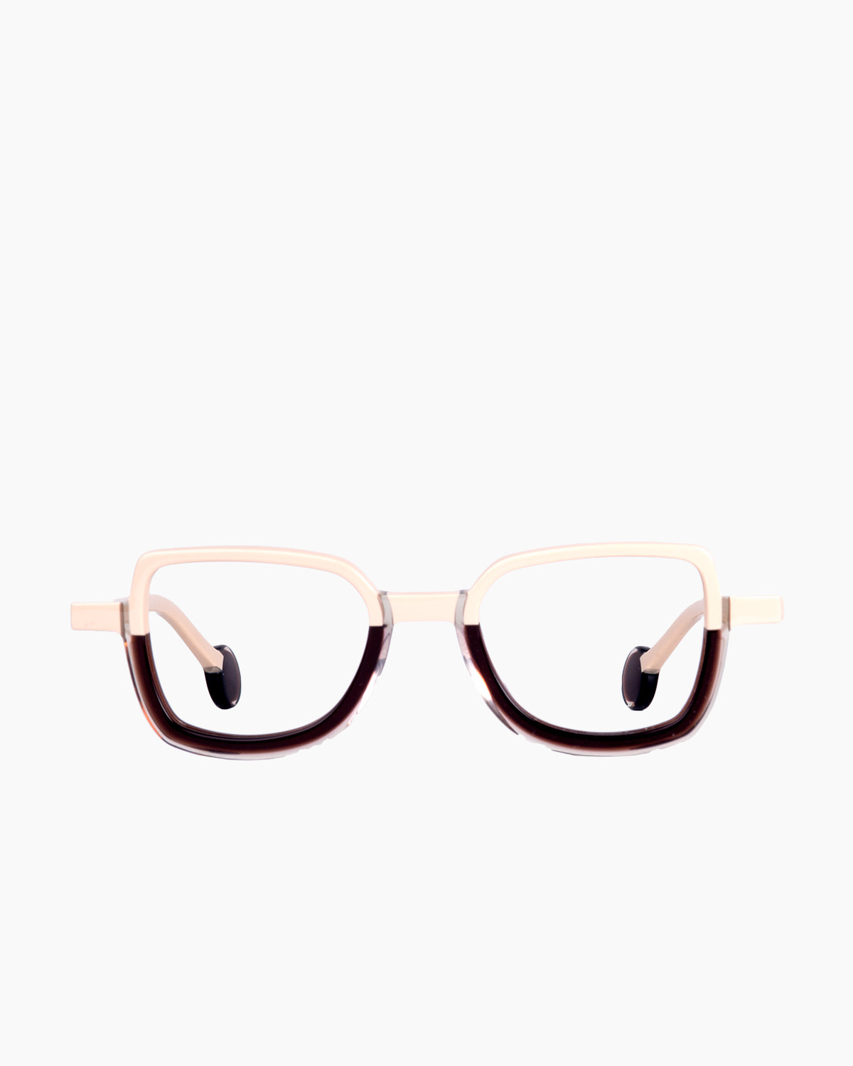 brown plastic butterfly eyeglasses by Theo model Schommel, front view, lunettes de vue Brun papillon