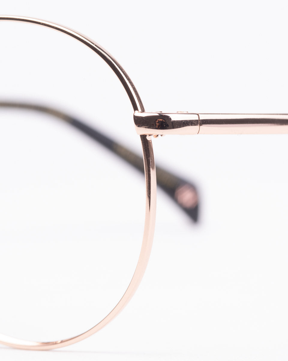 gold metal aviator eyeglasses by William Morris model Florence, front view, lunettes de vue Or aviateur