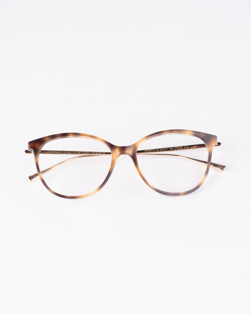 tortoise plastic butterfly eyeglasses by Francois Pinton model Gypset3, front view, lunettes de vue Écaille de tortue papillon