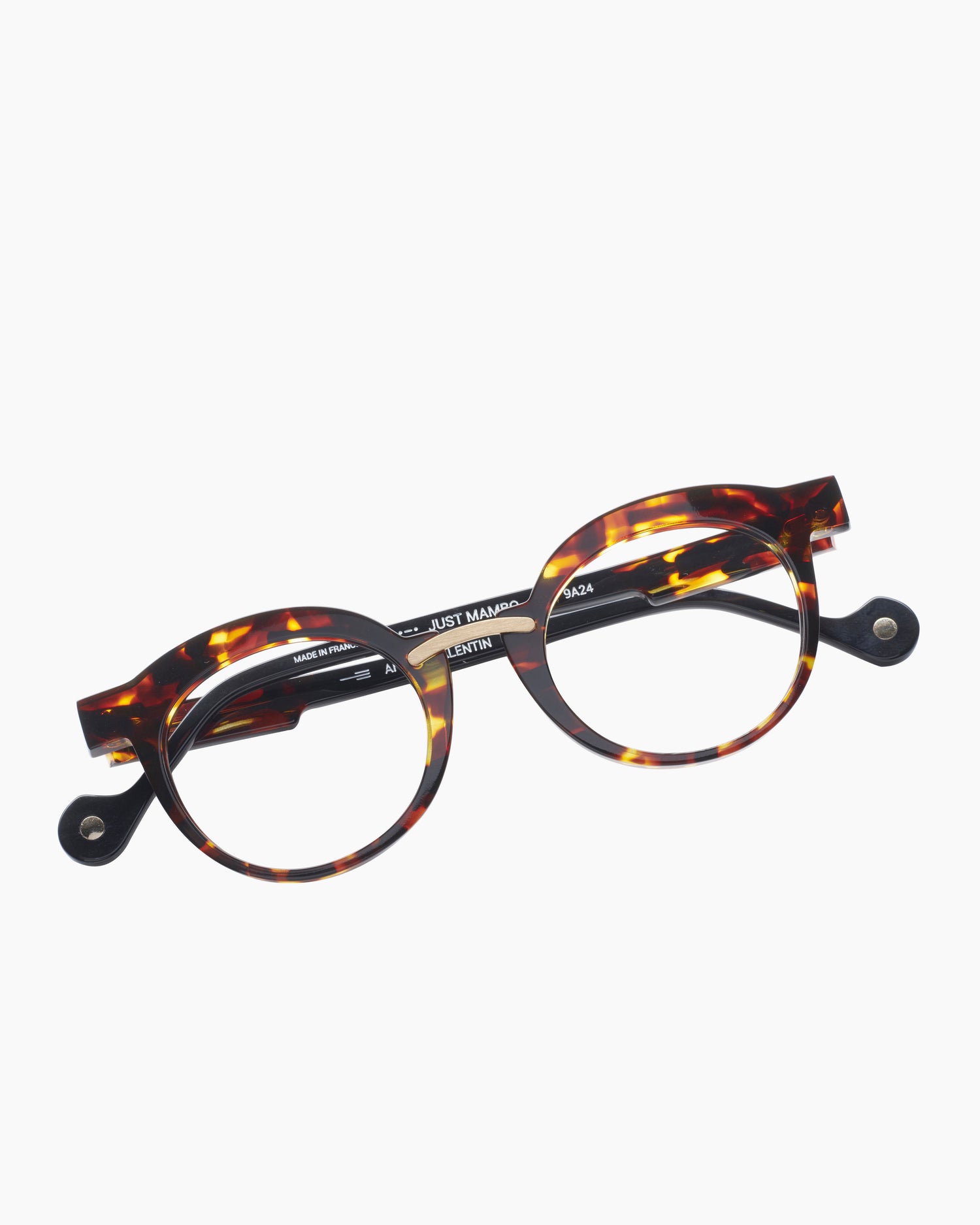 tortoise plastic round eyeglasses by Anne et Valentin model JustMambo, front view, lunettes de vue Écaille de tortue rond