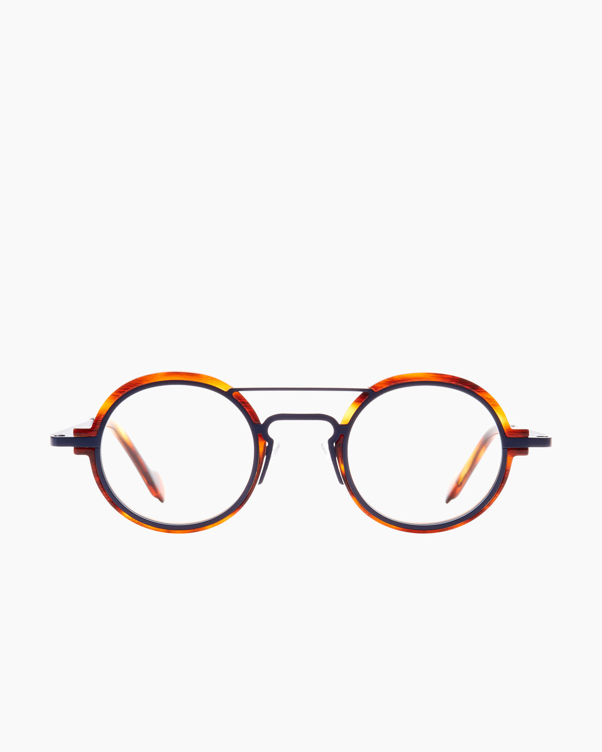 tortoise metal oval eyeglasses by Anne et Valentin model M16, front view, lunettes de vue ovale couleur écaille de tortue