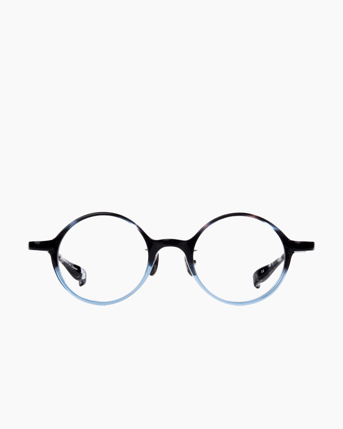 blue plastic round eyeglasses by Factory 900 model Maru, front view, lunettes de vue bleu rond